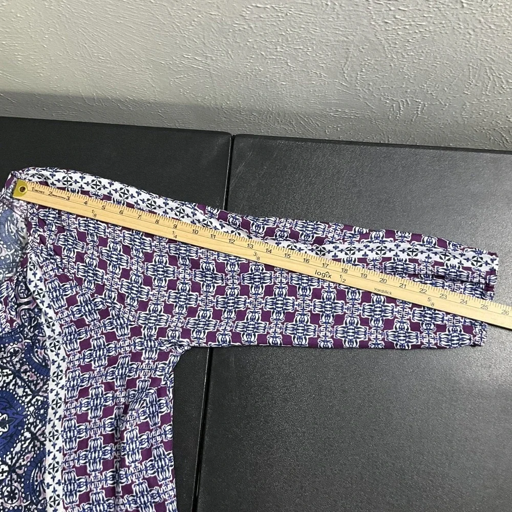 Beach Lunch Lounge Top Womens Sz XL V-Neck Geometric‎ Pattern Sheer Lightweight - Picture 6 of 10